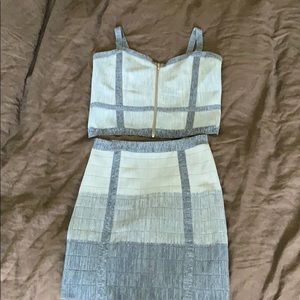 BEBE crop top/matching skirt